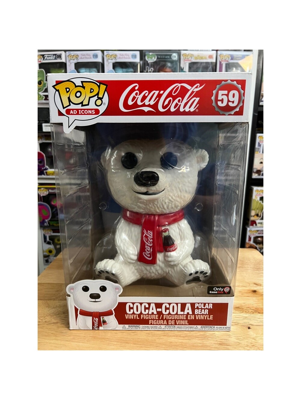 VAULTED EXCLUSIVE JUMBO 10 INCH Coca-Cola Polar Bear Funko Pop #59 Ad Icons Soda